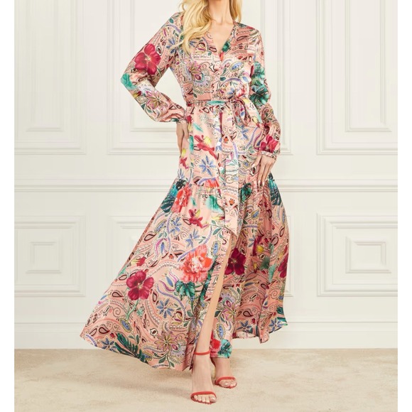 Guess Dresses & Skirts - Guess Floral Maxi Dress - Pink and Green
